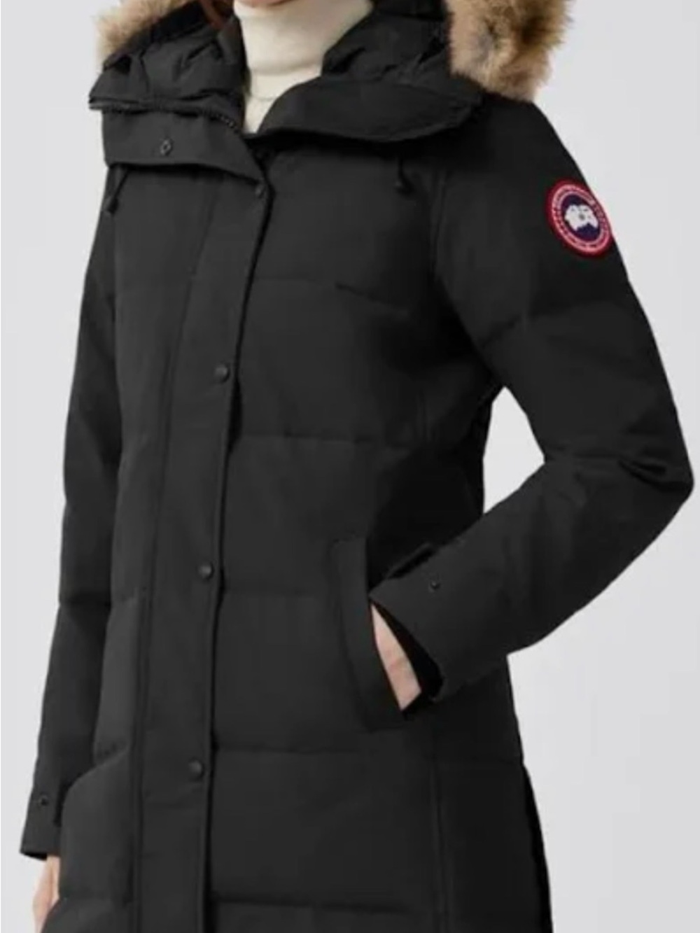 Canada Goose Black Shelburne Genuine Coyote Fur Trim Down Parka XS